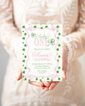 Lucky One St. Patrick's Day Clover First Birthday Invitation printed children's birthday invitation