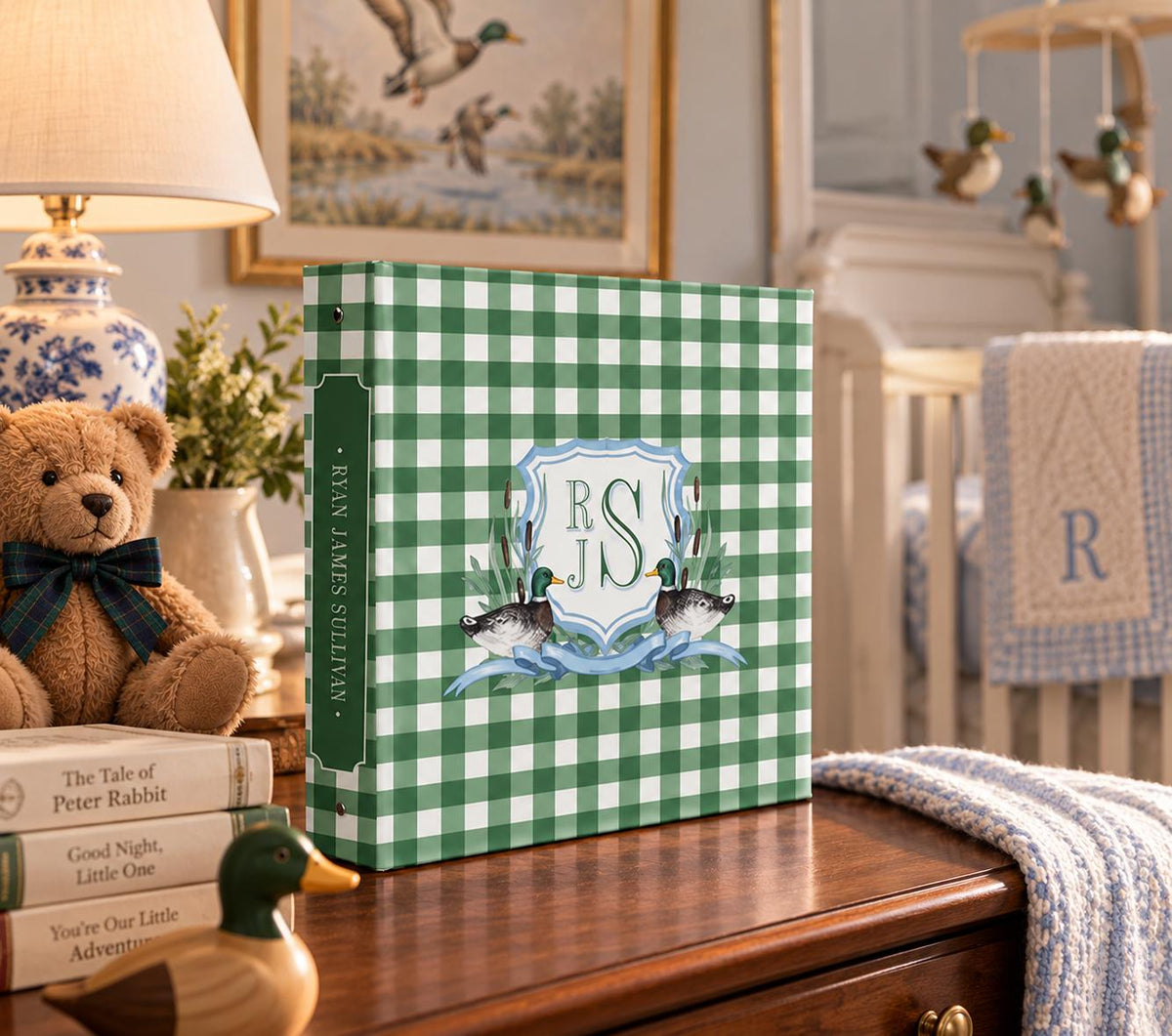 Mallard duck personalized baby memory book binder