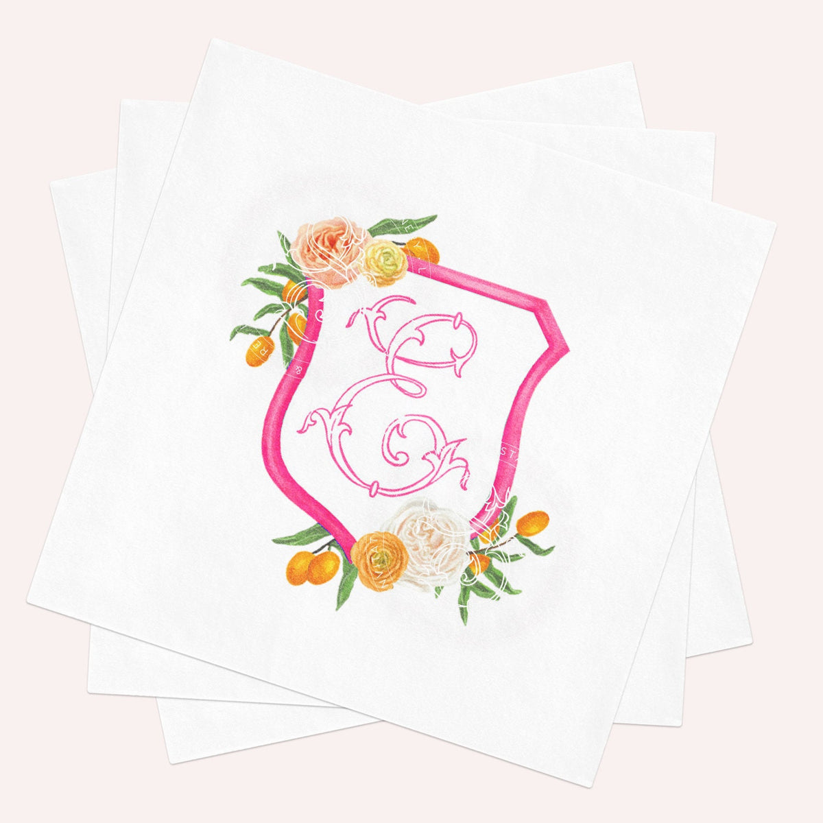 Mimosa Orange Napkins for Bridal Shower, Baby Shower Sprinkle Party Decor, Personalized Monogram Paper Cocktail Napkin