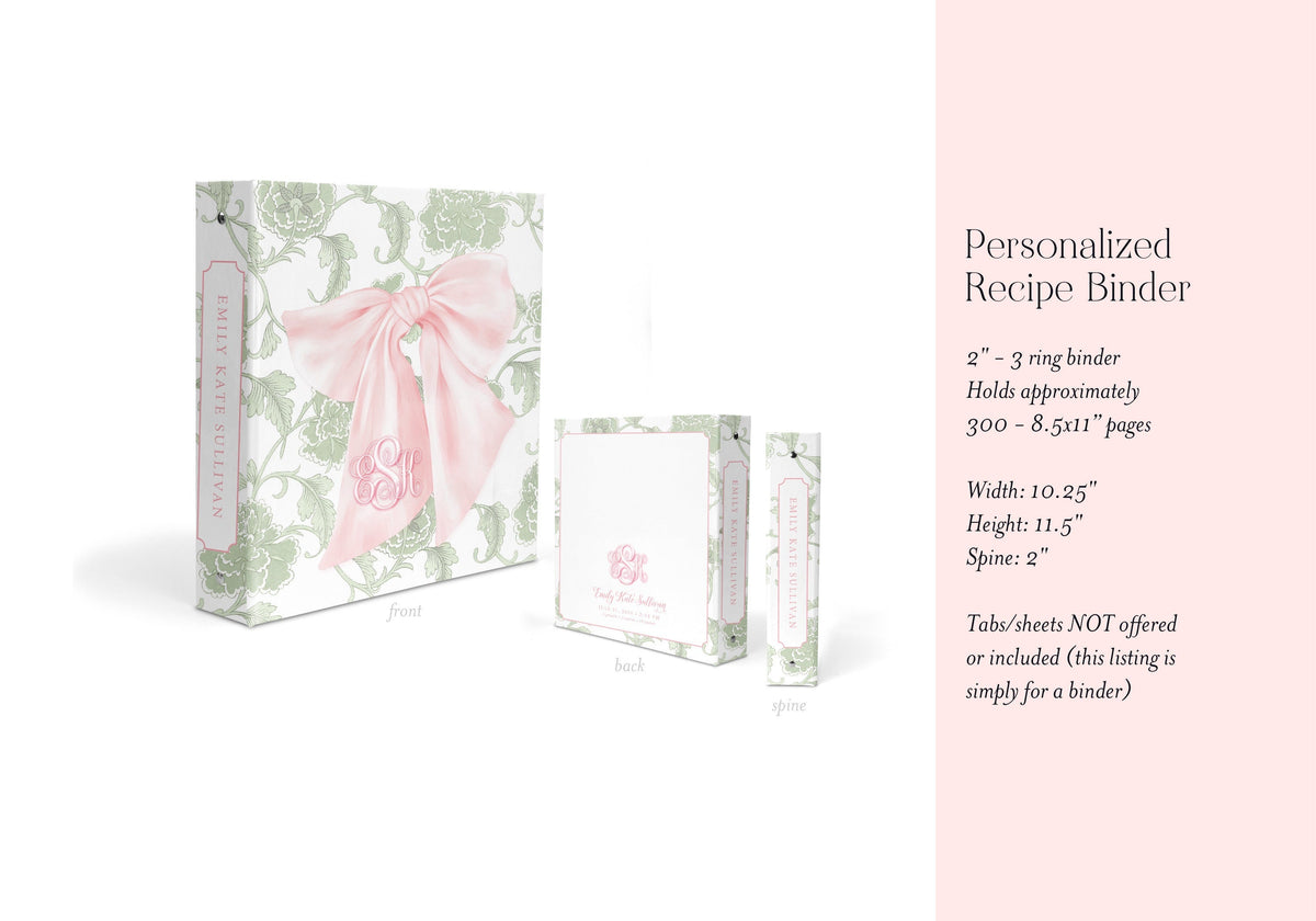 Monogrammed chinoiserie pink bow baby book binder