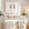 Monogram Crest Print: Watercolor Golden Doodles, Baby Boy Nursery - image 1