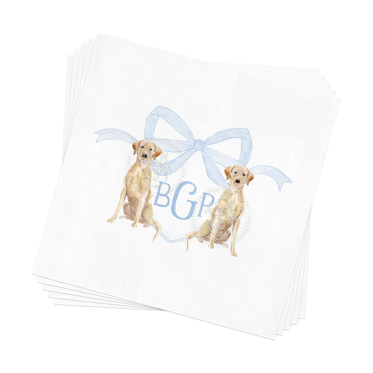 Monogram Labrador Puppy Napkins: Baby Shower Sprinkle