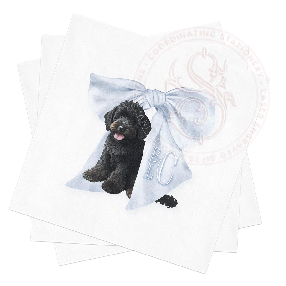 Monogrammed Golden Doodle Napkins: Baby Boy Shower Decor