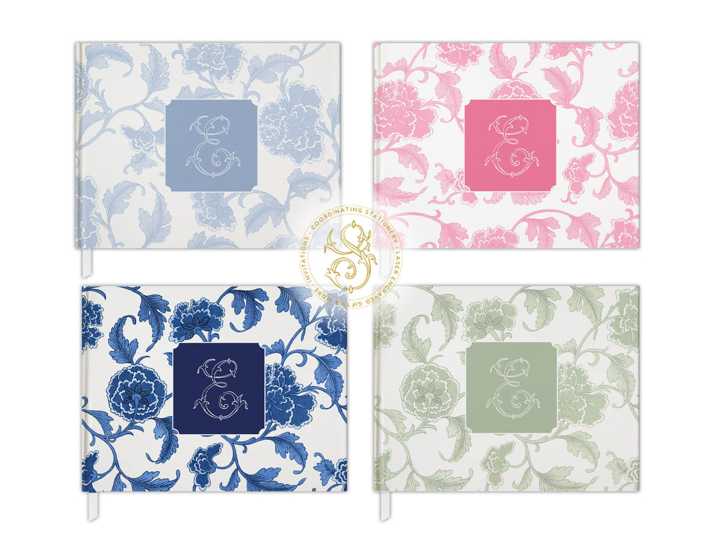Navy Blue Chinoiserie Initial Guest Book - image 2