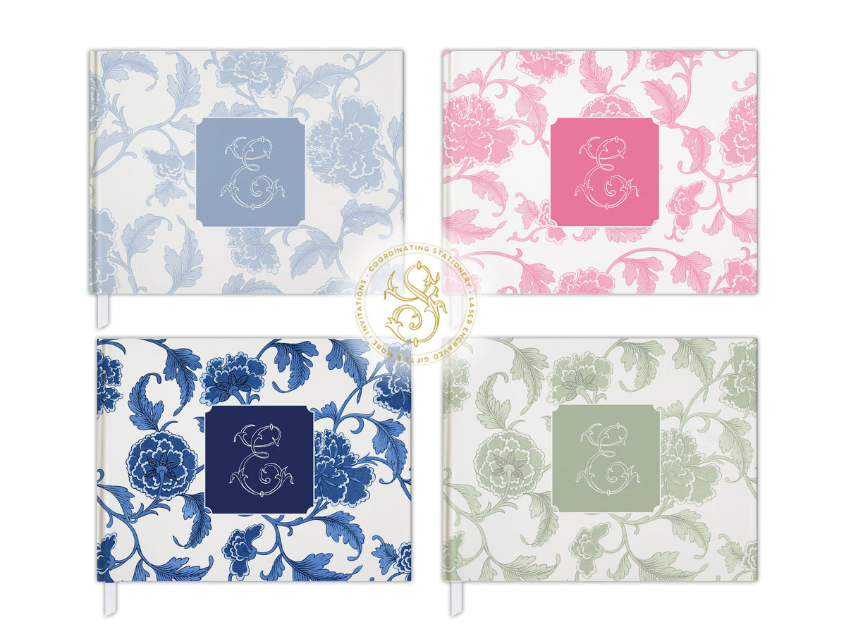 Navy Blue Chinoiserie Initial Guest Book - image 2