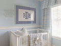 Navy Stripe Nursery Art: Monogram Baby Boy Room Decor - image 1