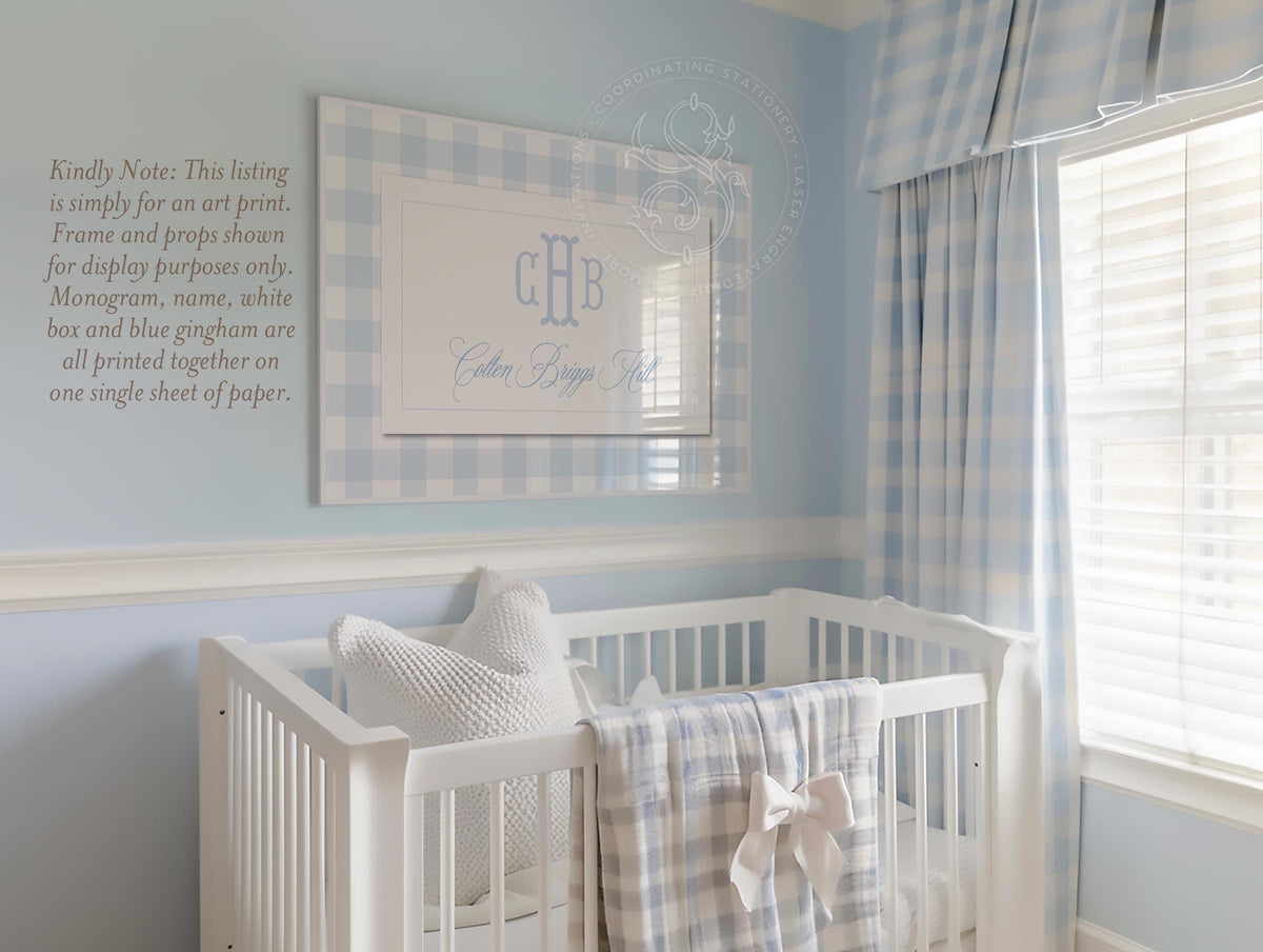 Over Crib Monogram and Name Art Print for Baby Boy Nursery - image 1