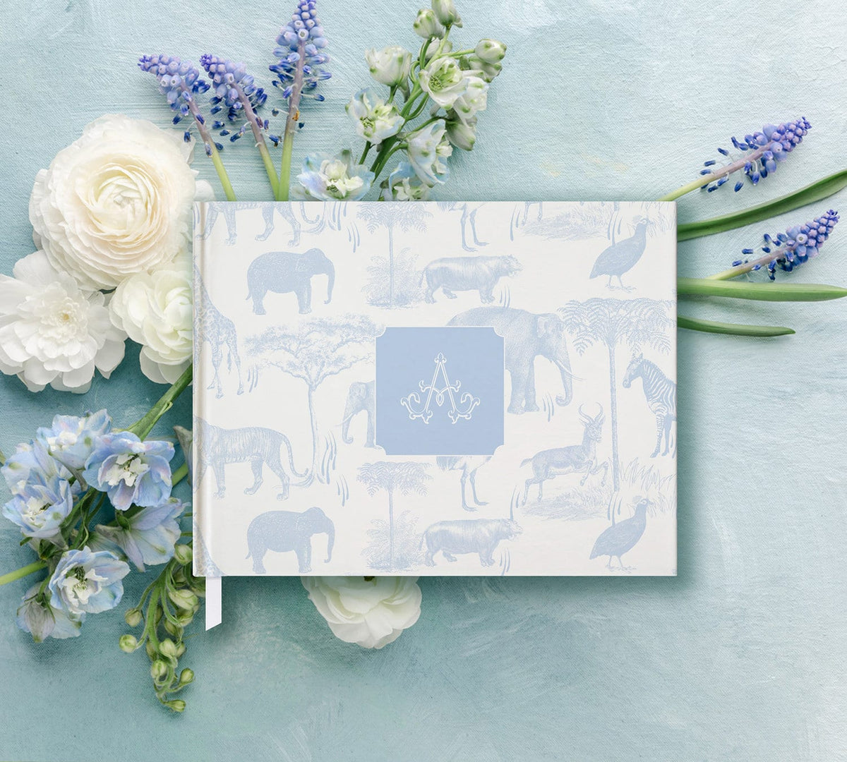 Pastel Blue Safari Toile Baby Shower Guest Book - image 2