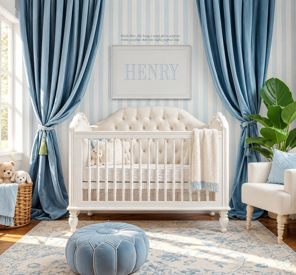 Personalized Baby Boy Name Print: Blue Nursery Wall Art - image 1