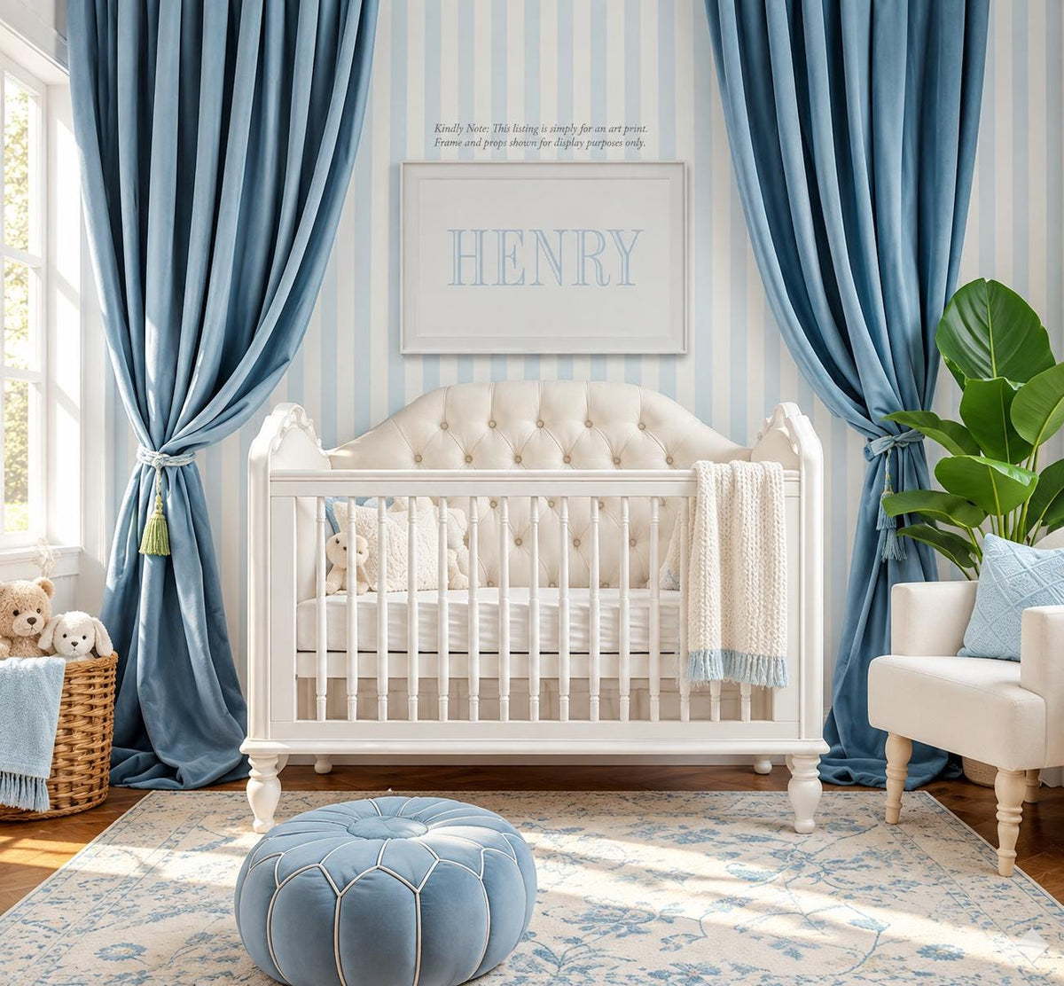 Personalized Baby Boy Name Print: Blue Nursery Wall Art - image 1