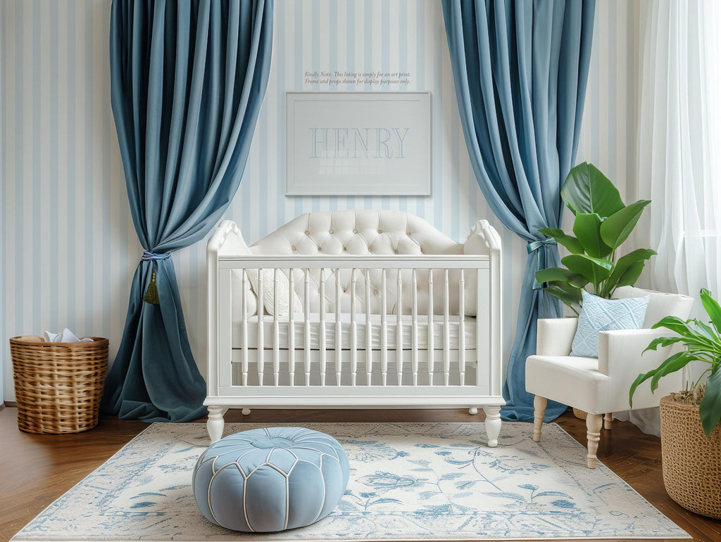 Personalized Baby Boy Name Print: Blue Nursery Wall Art - image 2