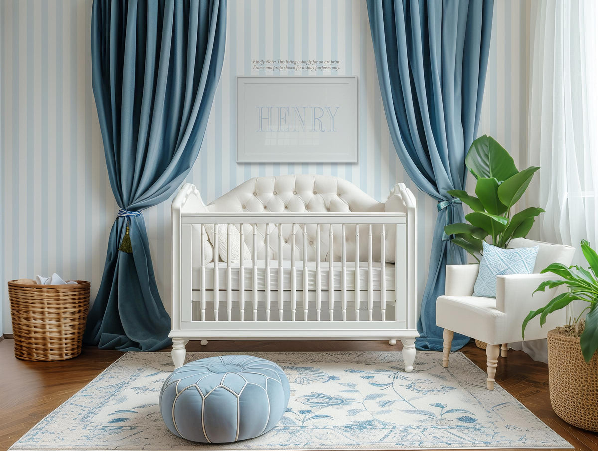 Personalized Baby Boy Name Print: Blue Nursery Wall Art - image 2