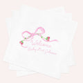 Personalized Baby Shower Napkins: Pink Bow & Strawberries