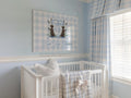 Personalized Black Lab Puppy Crest Print: Blue Gingham Nursery Wall Art - image 1