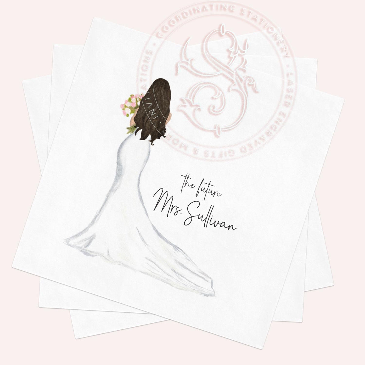 Personalized Bridal Shower Napkins: Custom Bridesmaids Luncheon Decor