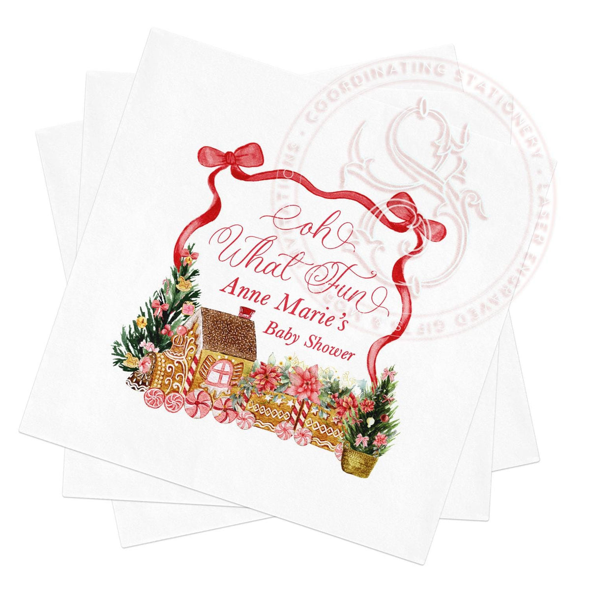 Personalized Christmas Baby Shower Napkins: Holiday Party Decor