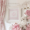 Personalized Gingham Fishtail Monogram Wall Art for Baby Girl Nursery - Pink Pastel Print Decor - image 1