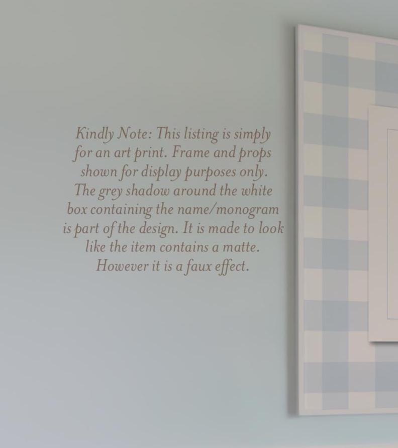 Personalized Girl Name Print: Pink Gingham Nursery Wall Art - image 2