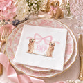 Personalized Golden Retriever Baby Shower Napkins, Pink Bow Monogram Cocktail Napkins, Puppy Baby Shower Decor, Baby Girl Shower