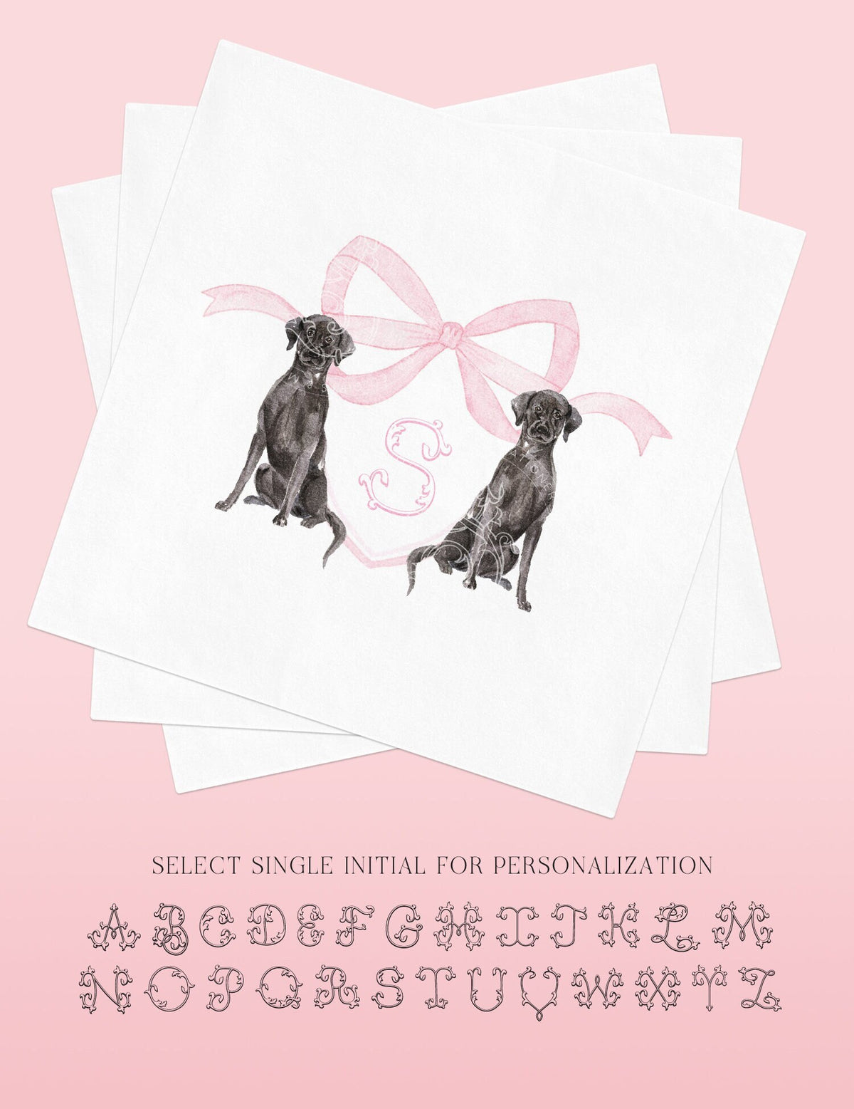 Personalized Labrador Baby Shower Napkins: Monogrammed Paper Napkins
