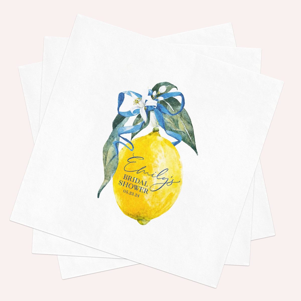 Personalized Lemon Paper Napkins: Bridal Shower, Lemon Party