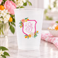 Personalized orange and pink mimosa party cups