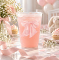 Personalized pink bow monogram frosted party cups