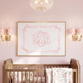 Personalized Pink Bow Nursery Art, Baby Girl Monogram Wall Art, Watercolor Bow Print, Custom Initial Girls Room Decor, Baby Shower Gift - image 1