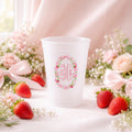 Personalized strawberry monogram frosted party cups
