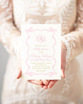 Pink Bow Baby Shower Invitation: Classic Monogram printed invitation
