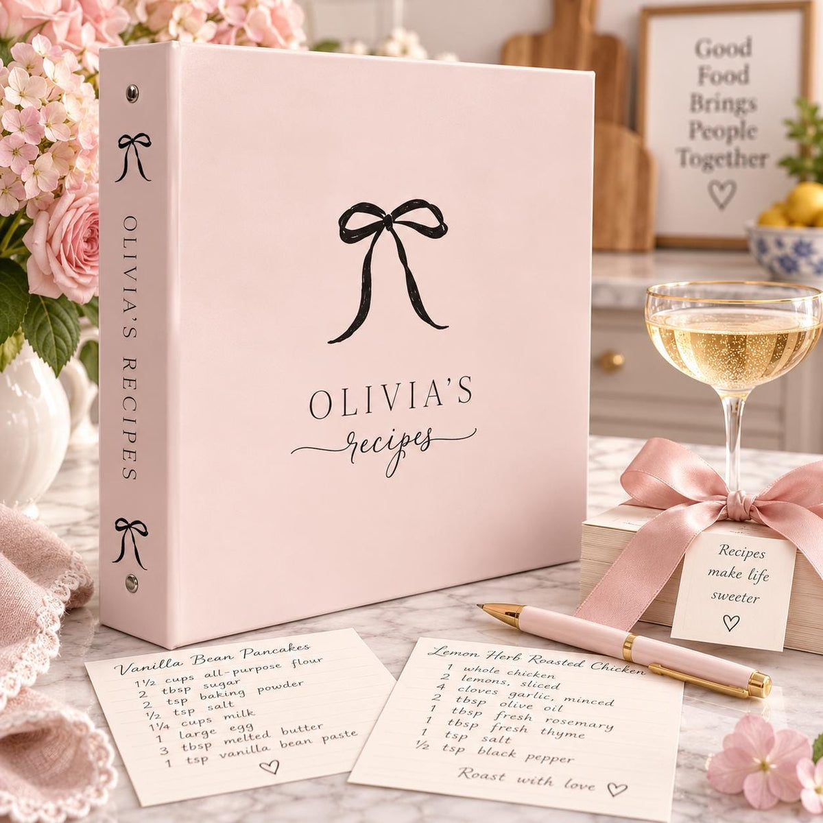 Pink Bow Bridal Recipe Binder - image 1