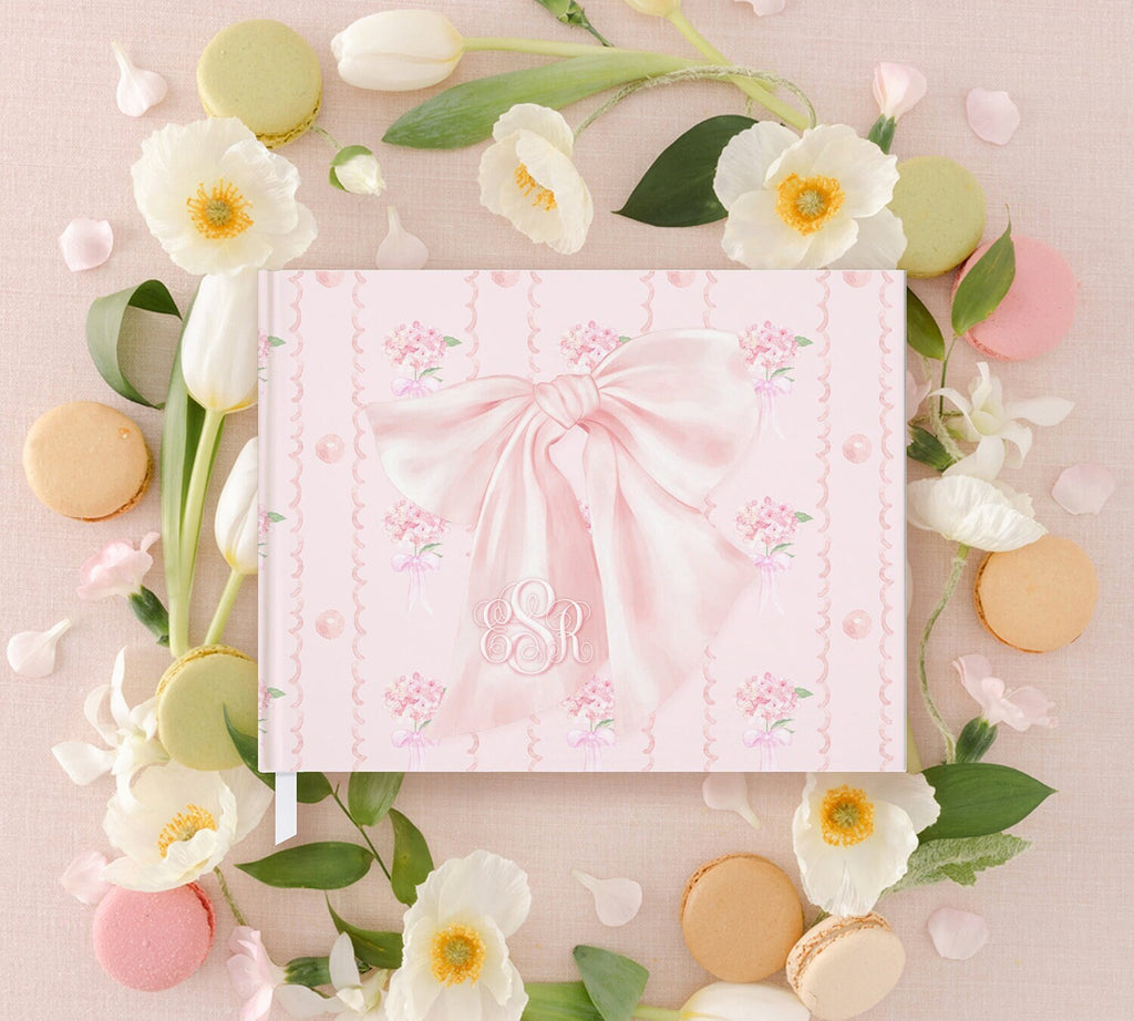 Pink Bow Monogram Baby Shower Guest Book - image 2