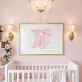 Pink Bow Monogram Wall Art: Nursery Decor Print - image 1
