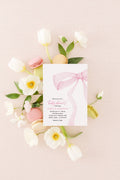 Pink bow watercolor girl birthday and baby shower printed invitations