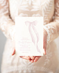 Pink bow watercolor heirloom digital baby shower invitation