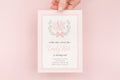 Pink Bow Watercolor Monogram First Birthday Invitation printed children's birthday invitation