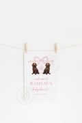 Pink Boykin Spaniel Baby Shower Welcome Sign