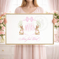 Pink Bunny Crest: Elegant Nursery Wall Art for Baby Girls - Grandmillennial Print - image 1