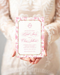 Pink chinoiserie printed bridal shower invitations
