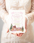Pink Christmas Gingerbread First Birthday Invitation printed children's birthday invitation