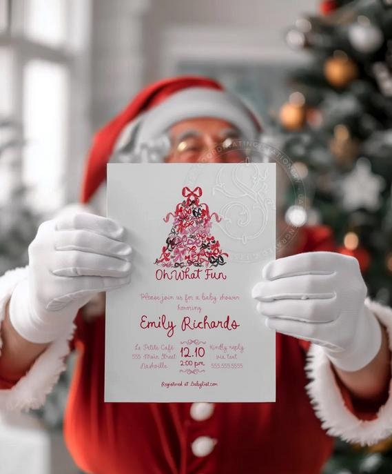 Pink Christmas winter baby sprinkle digital invitation