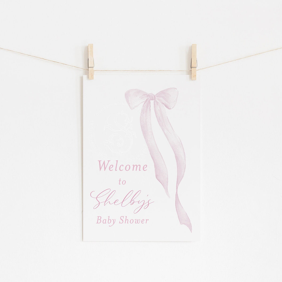 Pink Coquette Bow Baby Shower Welcome Sign