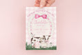 Pink Farm Barnyard Gingham Birthday Invitation printed children's birthday invitation