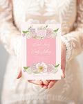 Pink floral monogram crest digital bridal shower invitation