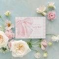 Pink Gingham Bow Monogram First Birthday Invitation printed children's birthday invitation
