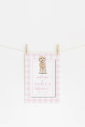 Pink Gingham Golden Doodle Baby Shower Welcome Sign