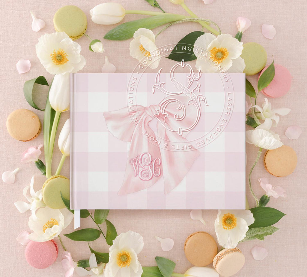 Pink Gingham Monogram Baby Shower Guest Book - image 2