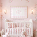 Pink Gingham Monogram Print: Girl Nursery Wall Art - image 1