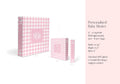 Pink gingham personalized baby memory book binder
