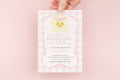 Pink gingham sunshine digital baby shower invitation